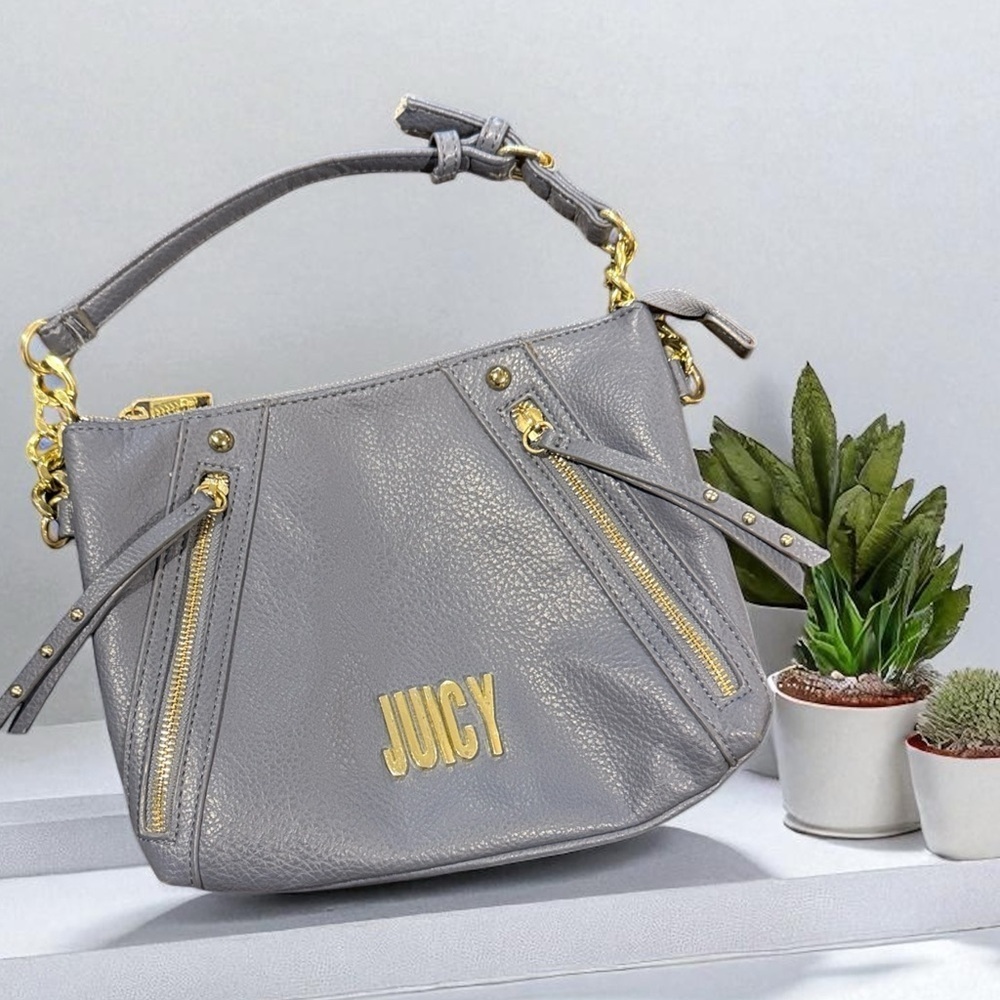 Juicy Couture Blue Shoulder Bag with Gold Accents leather designer purse tote